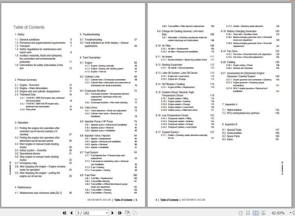 MTU Diesel Engine 12V 16V 18V 2000 G25 G85 Operating Instructions 2
