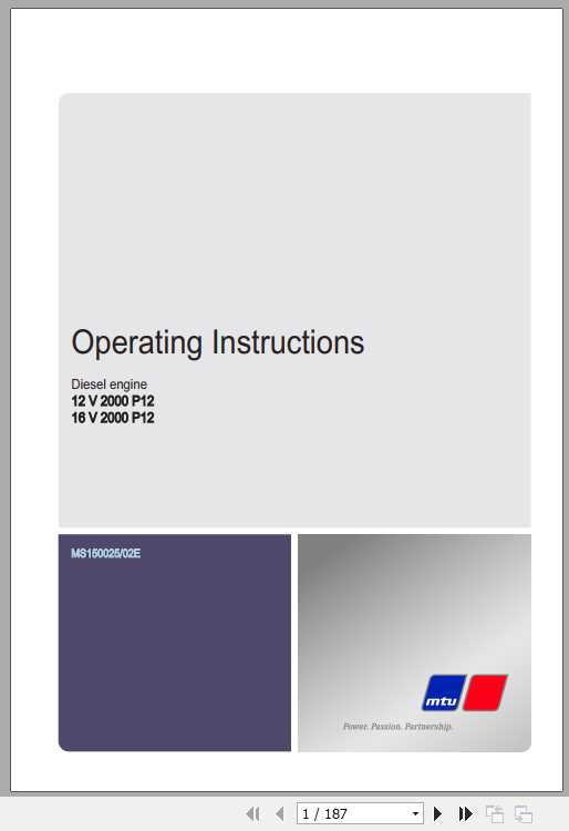 MTU Diesel Engine 12V 16V 2000 P12 Operating Instructions 1