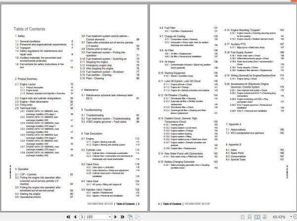 MTU Diesel Engine 12V 16V 20V 4000 M73L M93L Operating Instructions 2