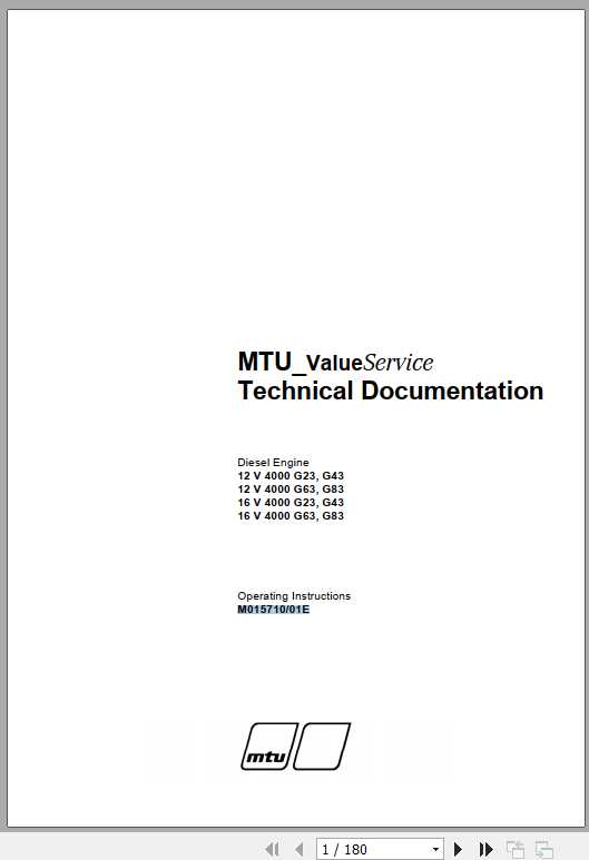 MTU Diesel Engine 12V 16V 4000 G23 G83 Technical Documentation 1