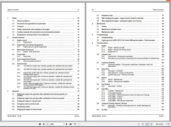 MTU Diesel Engine 12V 16V 4000 G23 G83 Technical Documentation 2