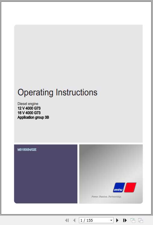 MTU Diesel Engine 12V 16V 4000 G73 Operating Instructions 1