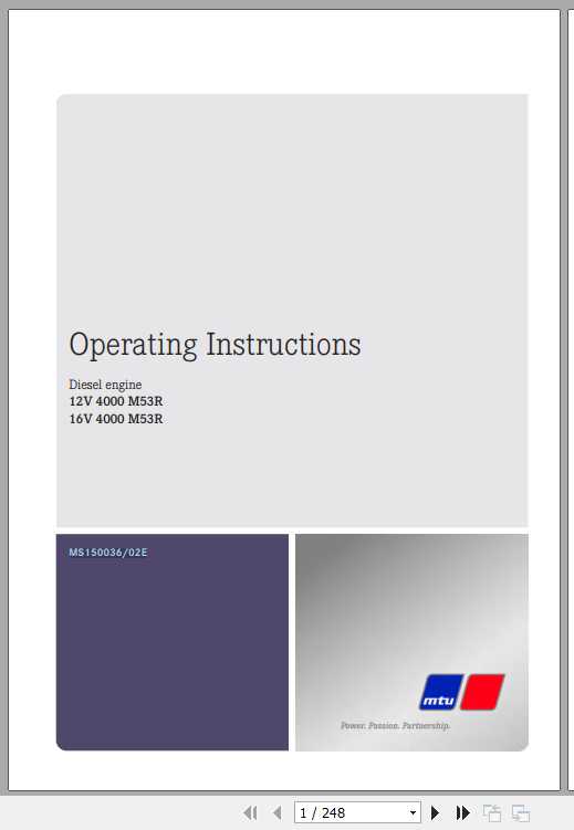 MTU Diesel Engine 12V 16V 4000 M53R Operating Instructions 1