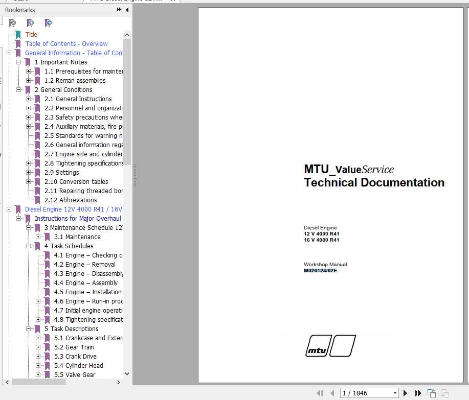 MTU Diesel Engine 12V 16V 4000 R41 Workshop Manual 1