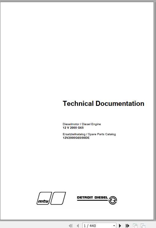 MTU Diesel Engine 12V 2000 G65 Spare Parts Catalog 1