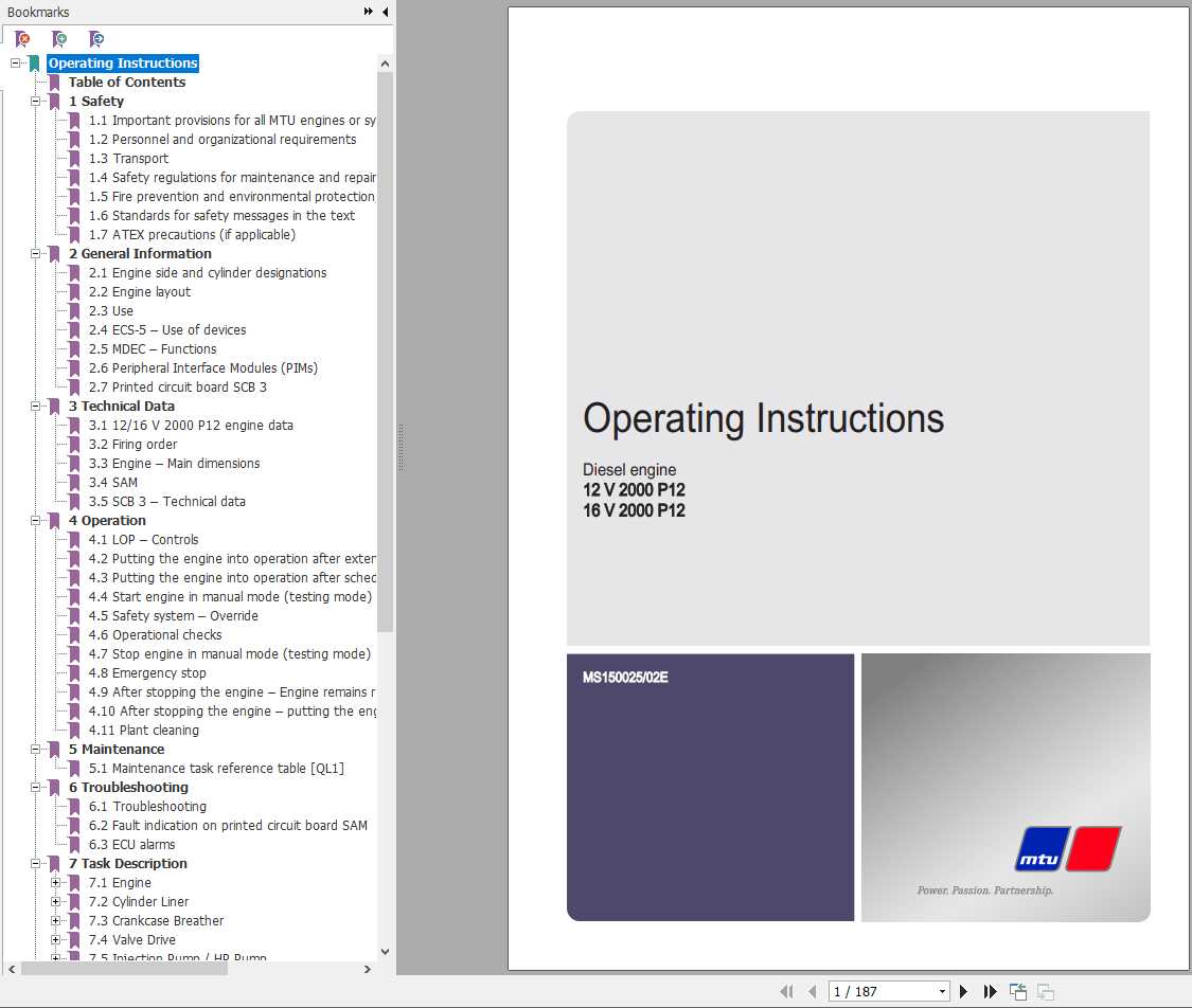 MTU Diesel Engine 12V2000P12 16V2000P12 Operating Instructions MS150025 02E 1