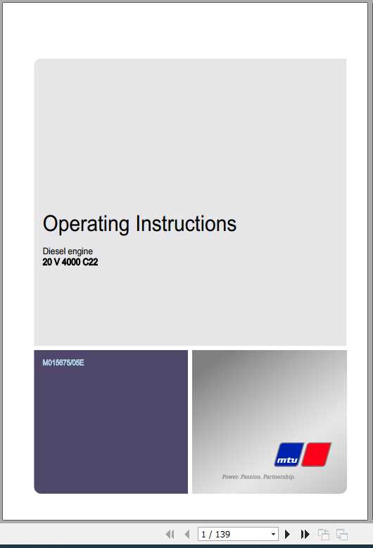 MTU Diesel Engine 20V 4000 C22 Operating Instructions 1