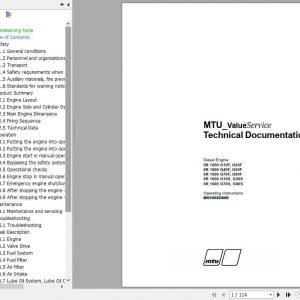 MTU Diesel Engine 6R 1600 G10FS G80FS Operating Instructions 1
