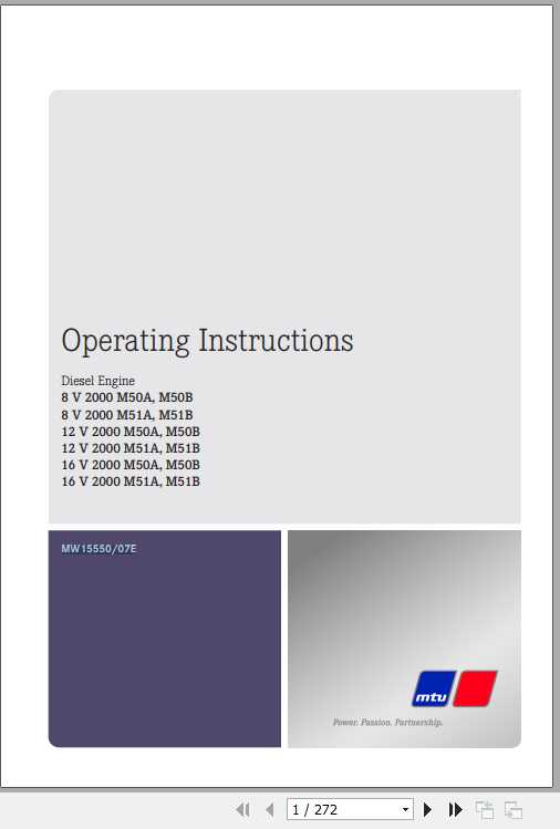 MTU Diesel Engine 8V 12V 16V 2000 M50 M51 Operating Instructions 1