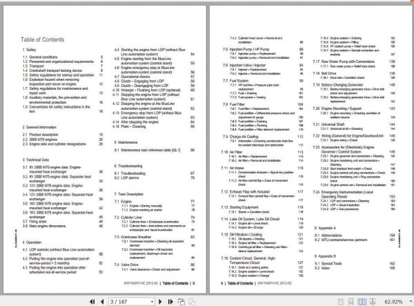 MTU Diesel Engine 8V 12V 16V 2000 M70 Operating Instructions 2