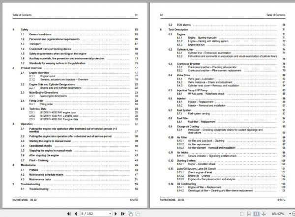 MTU Diesel Engine 8V 12V 16V 4000 R41 Operating Instructions 2
