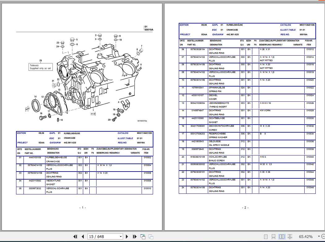 MTU Diesel Engine 8V 183 TE 5293 Parts Catalog