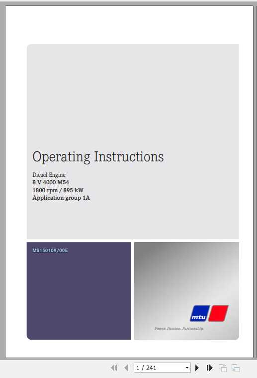 MTU Diesel Engine 8V 4000 M54 Operating Instructions 1