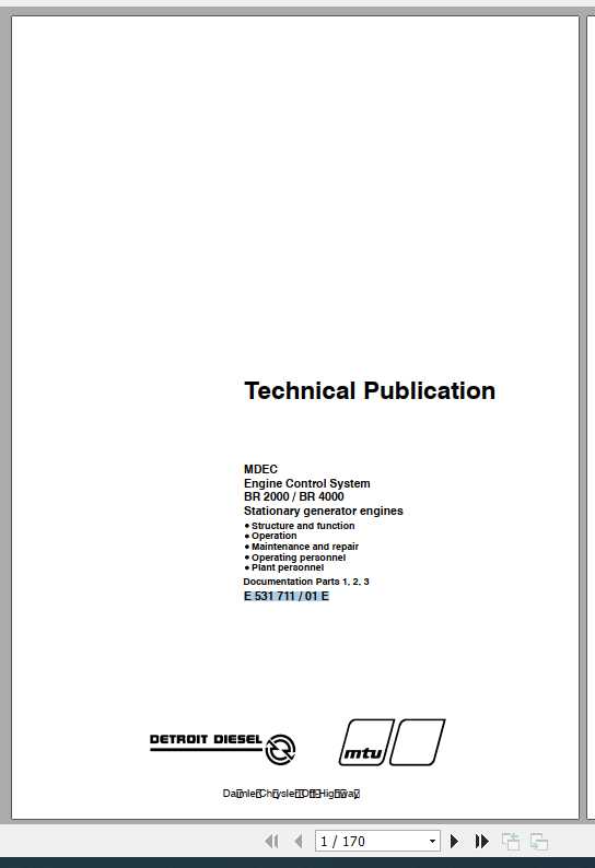 MTU Diesel Engine MDEC BR2000 BR4000 Technical Publication 1