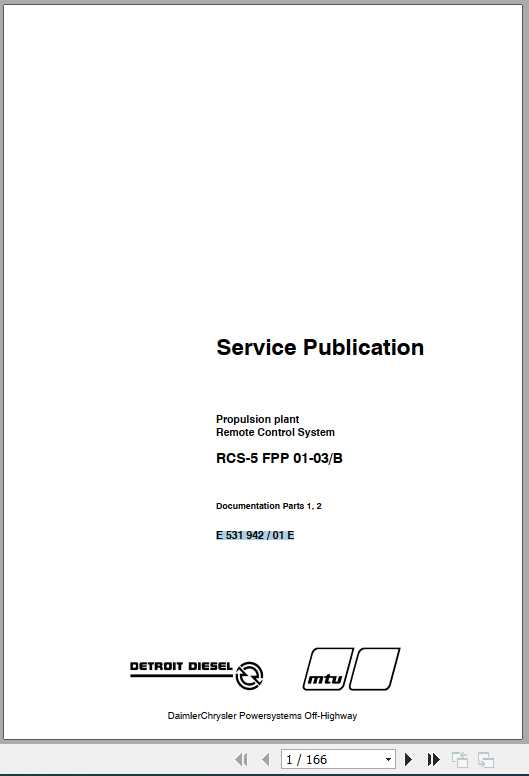 MTU Remote Control System RCS 5 FPP 01 03 B Service Publication 1