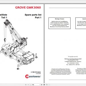 Manitowoc Grove Cranes All Models Updated 01.2021 Spart Parts Manual DE PDF DVD 2