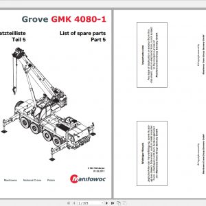 Manitowoc Grove Cranes All Models Updated 01.2021 Spart Parts Manual DE PDF DVD 4