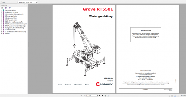 Manitowoc Grove Cranes All Models Updated 2020 Maintenance Manuals DE PDF DVD 3