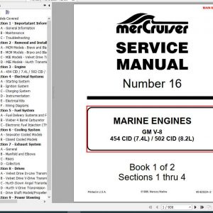 Mercury Mercruiser Marine Engine 16 GM V 8 454 CID7.4 502 CID8.2L Service Manual 1
