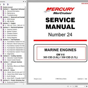 Mercury Mercruiser Marine Engine 24 GM V8 305 CID5.0L 350 CID5.7L Service Manual 1