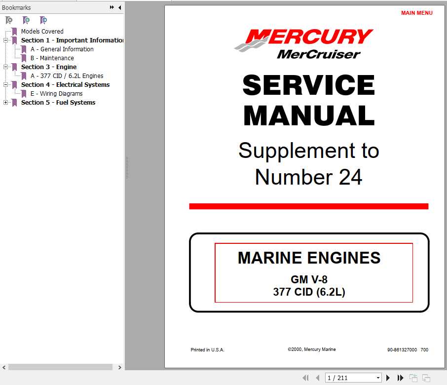 Mercury Mercruiser Marine Engine 24 Supplement GM V 8 377 CID 6.2L Service Manual 1 1