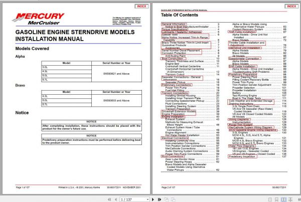 Mercury Mercruiser Marine Engine 3 0L Alpha Maintenance Manual 860172011 1