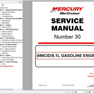 Mercury Mercruiser Marine Engine 30 496CID 8.1L Gasoline Service Manual 1