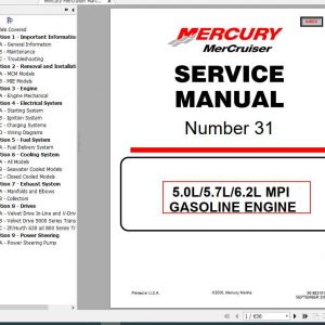 Mercury Mercruiser Marine Engine 31 5.0L 5.7L 6.2L MPI Gasoline Service Manual 1