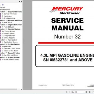 Mercury Mercruiser Marine Engine 32 4.3L MPI GASOLINE Service Manual 1 1