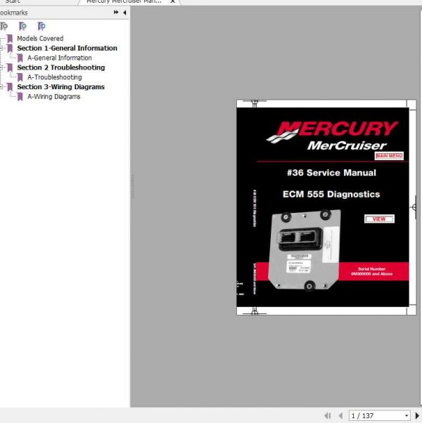 Mercury Mercruiser Marine Engine 36 ECM Diagnostics Service Manual 1