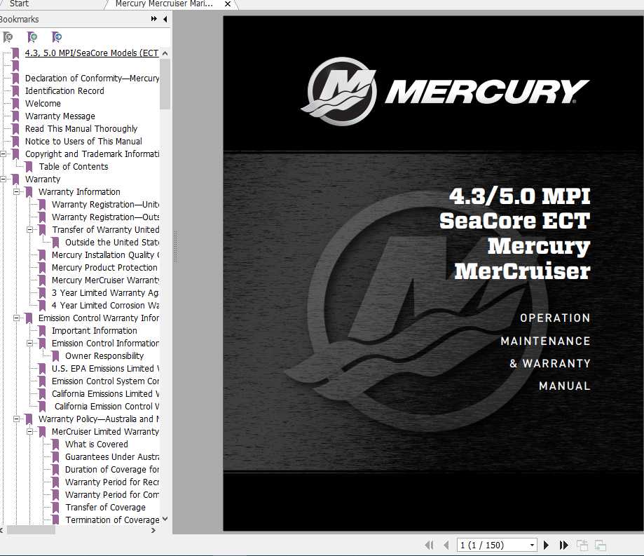 Mercury Mercruiser Marine Engine 4.3 5.0 MPI Seacore ECT Service Manual 1