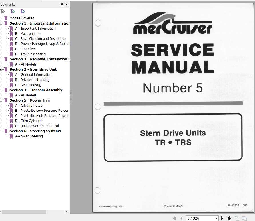 Mercury Mercruiser Marine Engine 5 Stern Drive Units Service Manual 1