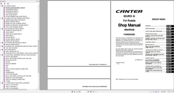 Mitsubishi Fuso Canter EURO 4 10.2011 for Russia Electrical Shop Manual 2