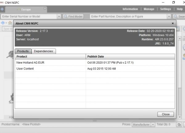 New Holland AG Euro NGPC 2021 10.2020 Next Generation Parts Catalog OFFLINE 2