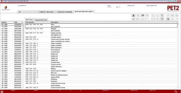 Porsche PET2 8.0 Q1 Updated 594 01.2021 EPC Spare Parts Catalog 1