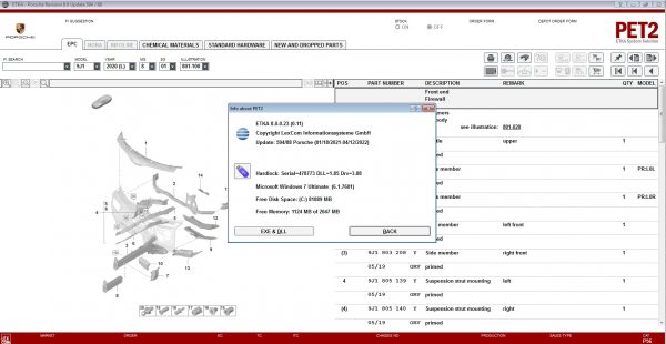 Porsche PET2 8.0 Q1 Updated 594 01.2021 EPC Spare Parts Catalog 2
