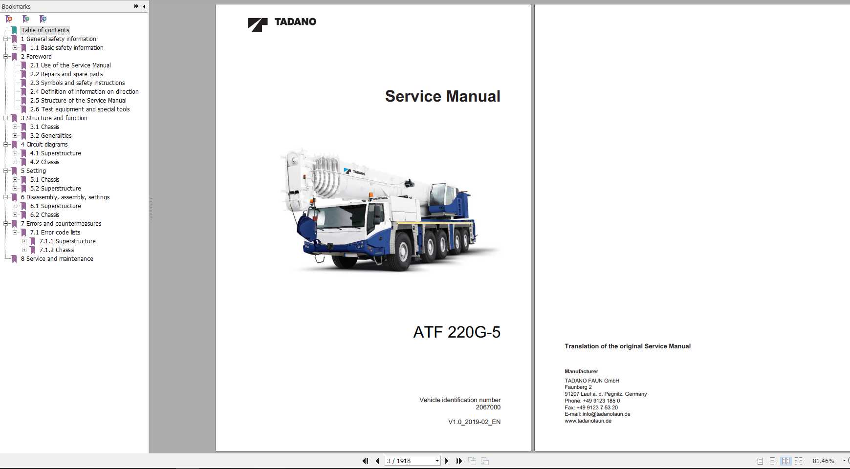 Tadano Demag ATF220G 5 All Terrain Craines Service Manual 2067000 1