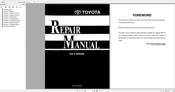 Toyota Forklift 1DZ 2 Engine Repair Manual 1