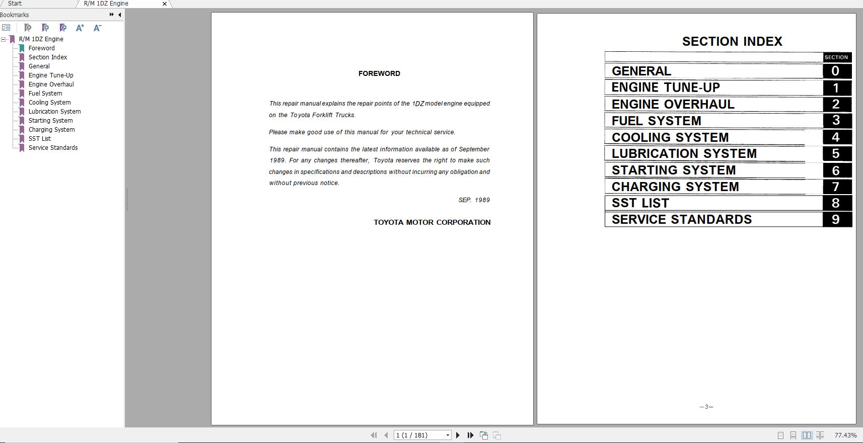 Toyota Forklift 1DZ Engine Repair Manual 1
