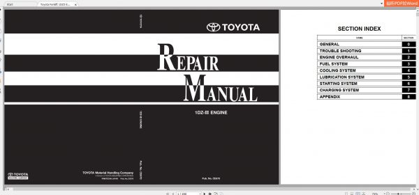 Toyota Forklift 1DZ3 Engine Repair Manual 1
