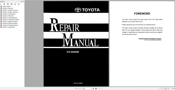 Toyota Forklift 1FZ Engine Repair Manual 1
