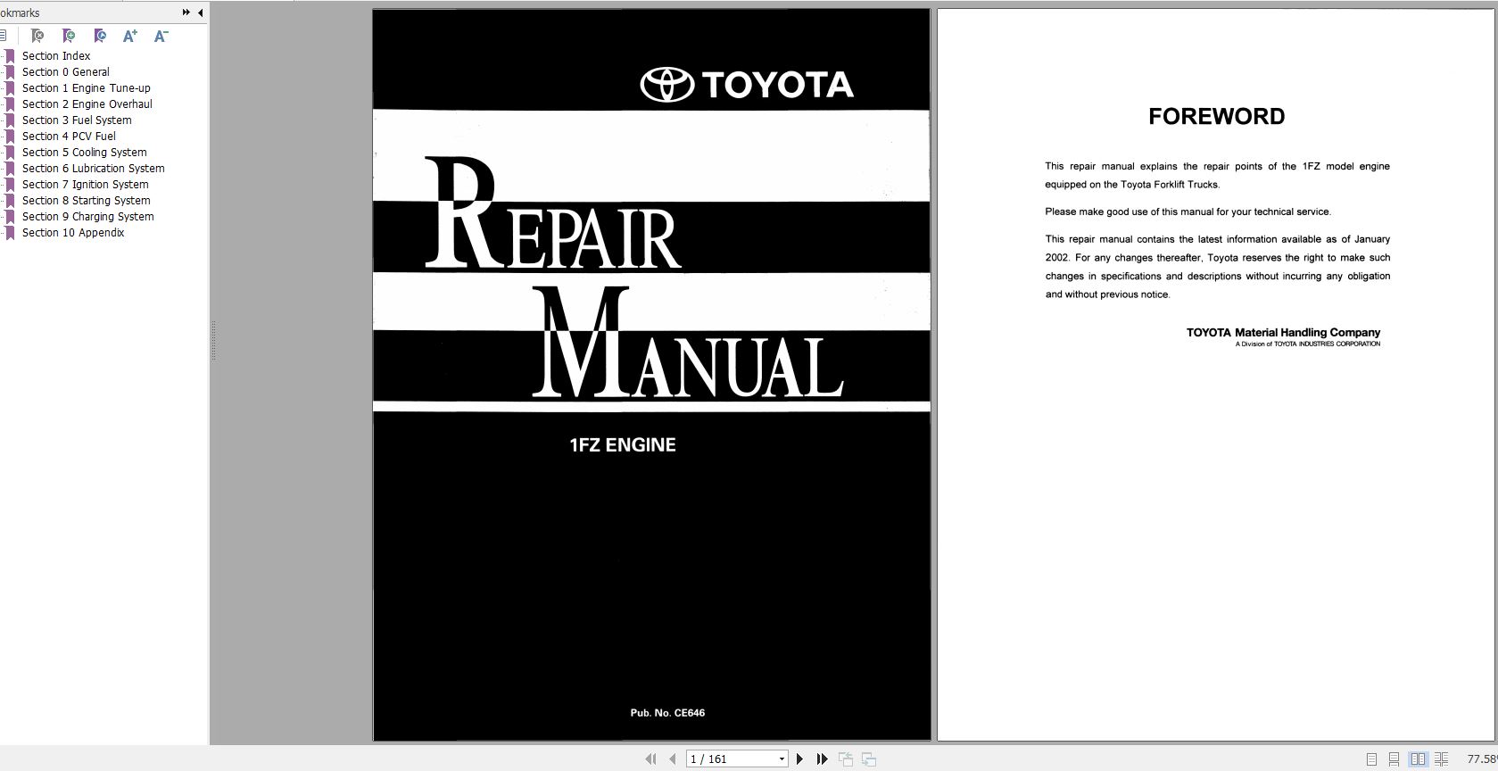 Toyota Forklift 1FZ Engine Repair Manual 1