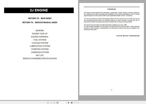 Toyota Forklift 2J Engine Repair Manualg 1