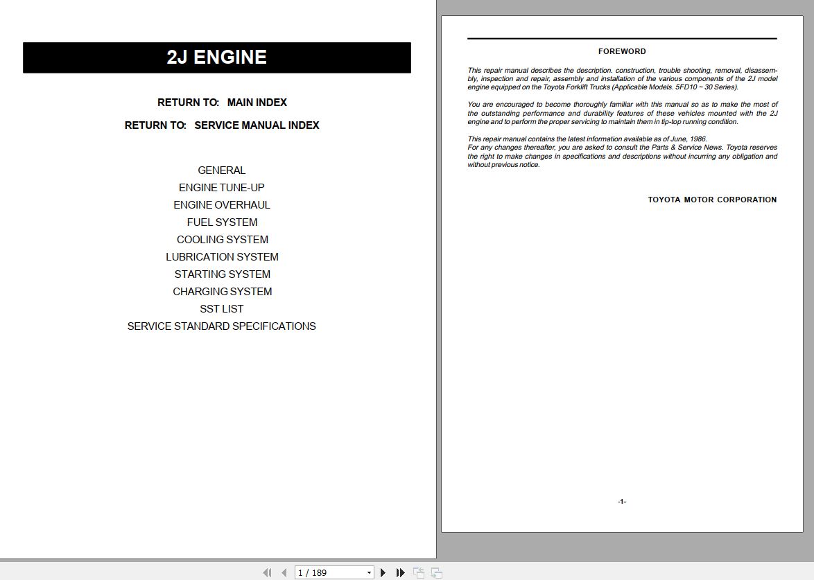 Toyota Forklift 2J Engine Repair Manualg 1