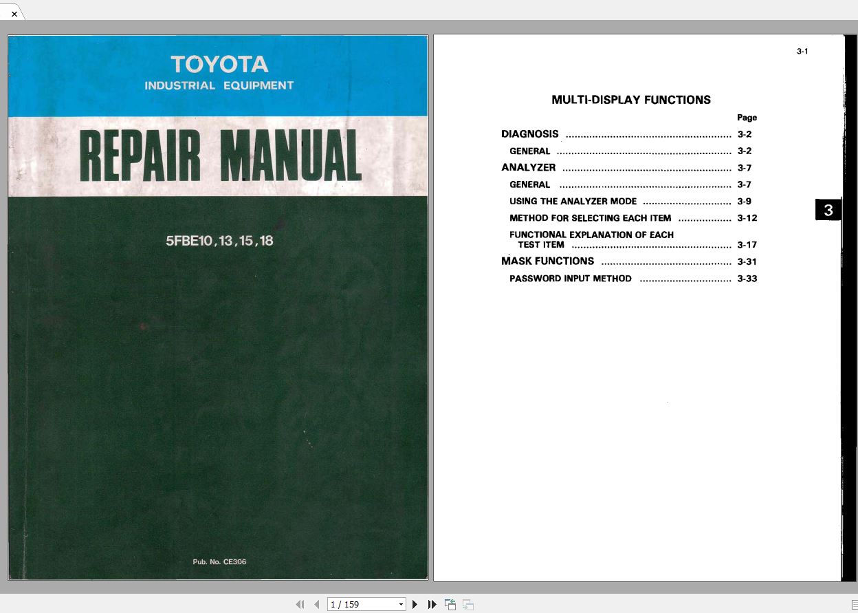Toyota Forklift 5FBE10 13 15 18 Repair Manual 1