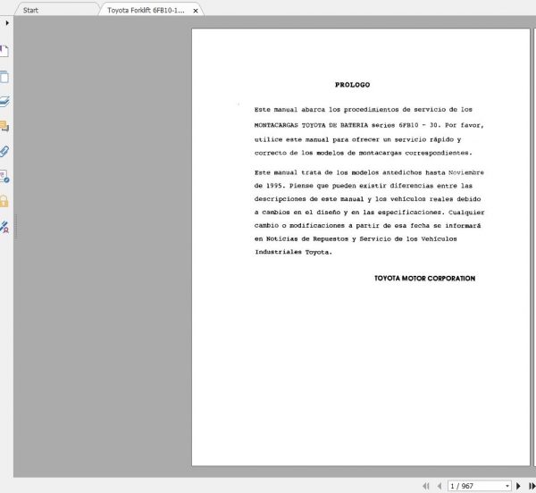 Toyota Forklift 6FB10 14 15 18 20 25 30 Repair Manual 1
