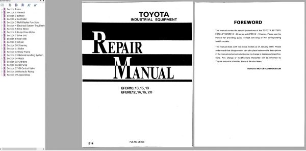 Toyota Forklift 6FBRE12 20 Service Manual 1