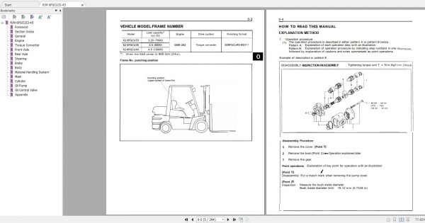 Toyota Forklift 6FGCU33 45 1999 Repair Manual