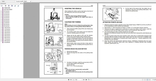 Toyota Forklift 7FBMF16 50 Repair Manual 3
