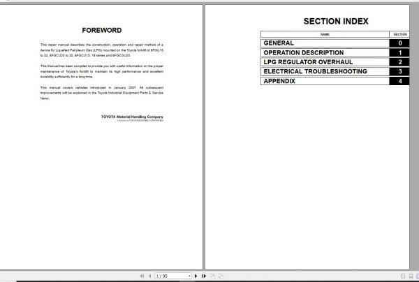 Toyota Forklift 8FGCU LPG unit Repair Manual 1